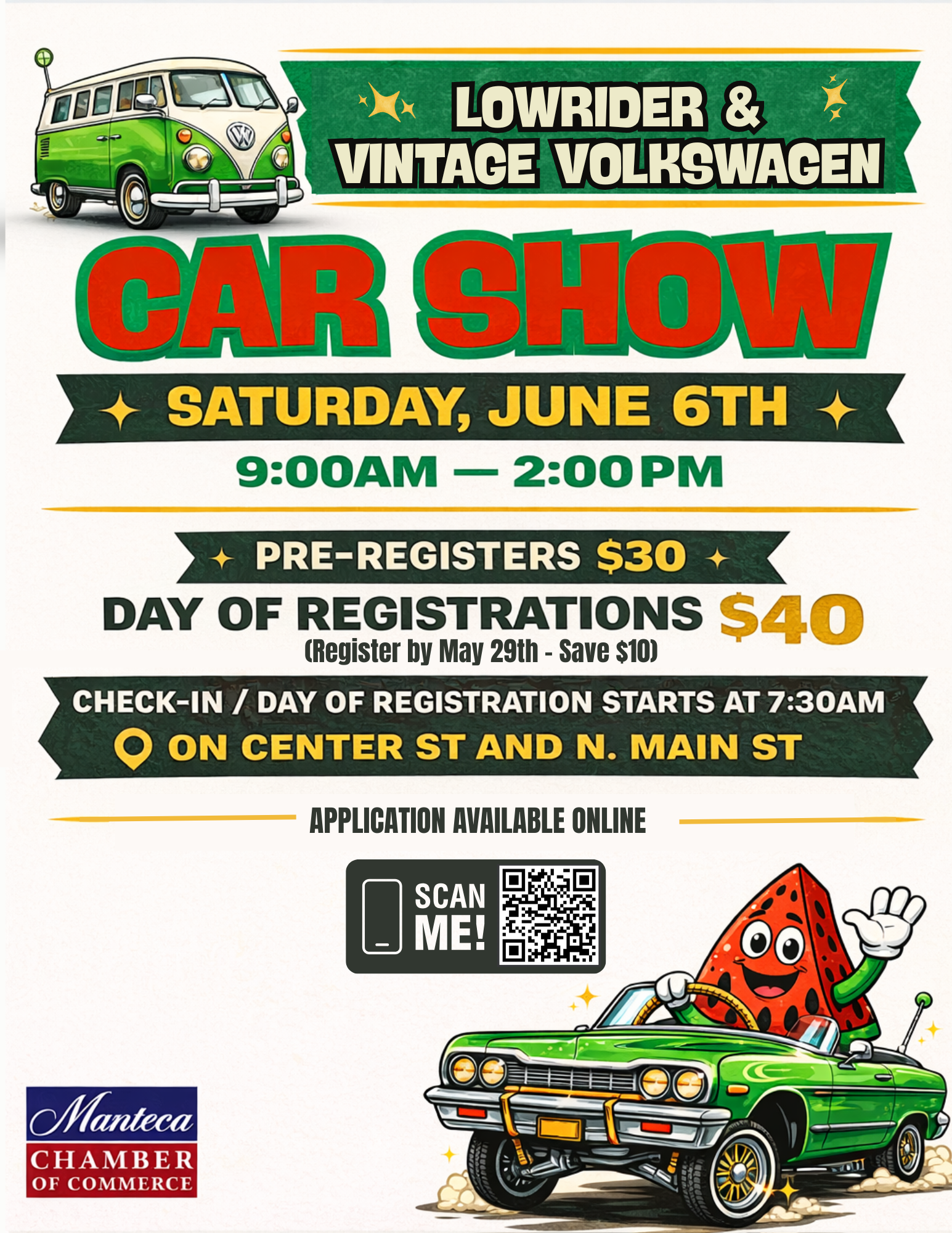 Saturday, June 6 car show lowrider and vintage volkswagen
