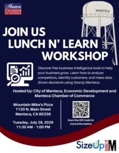 Size up Lunch & Learn 7/28/2026 at Mountain Mike's Pizza on Main St in Manteca